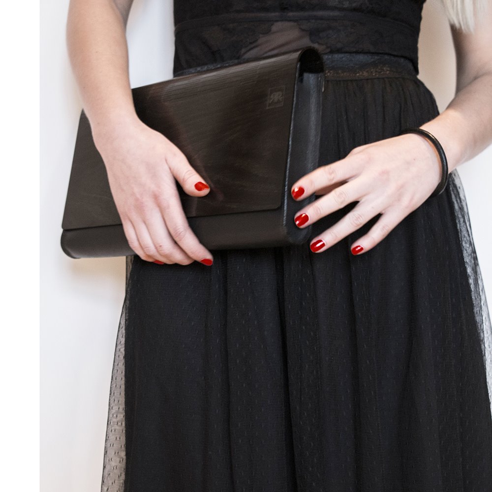 Large Glossy Wood Clutch